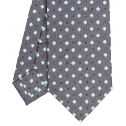 CRAVATTA SARTORIALE 7 CM IN SETA GRIGIO SCURO Microfantasia fiore