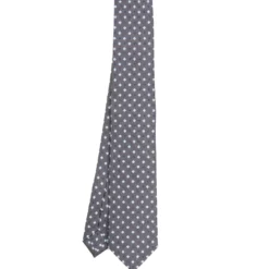 CRAVATTA SARTORIALE 7 CM IN SETA GRIGIO SCURO Microfantasia fiore