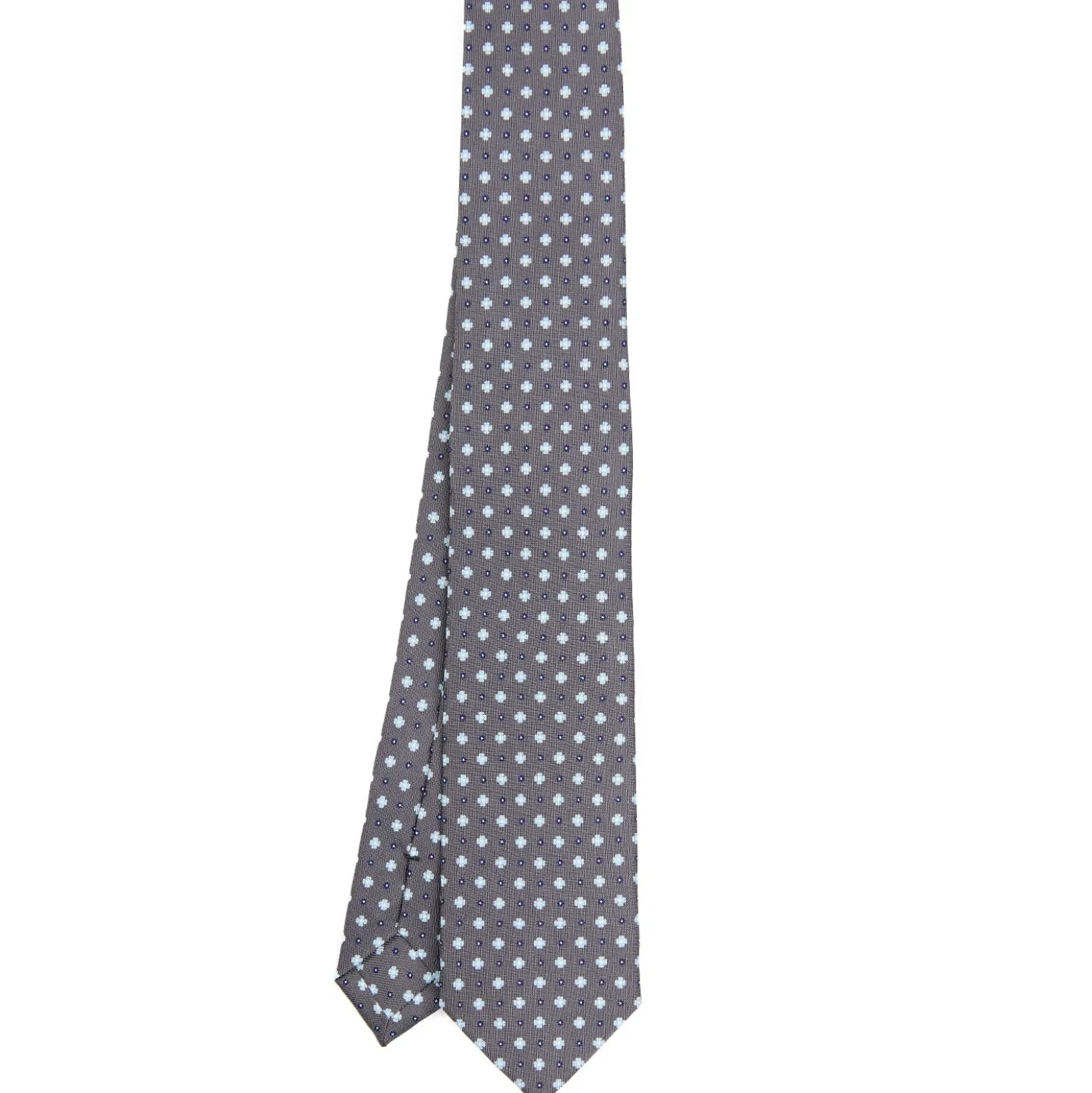 CRAVATTA SARTORIALE 7 CM IN SETA GRIGIO SCURO Microfantasia fiore