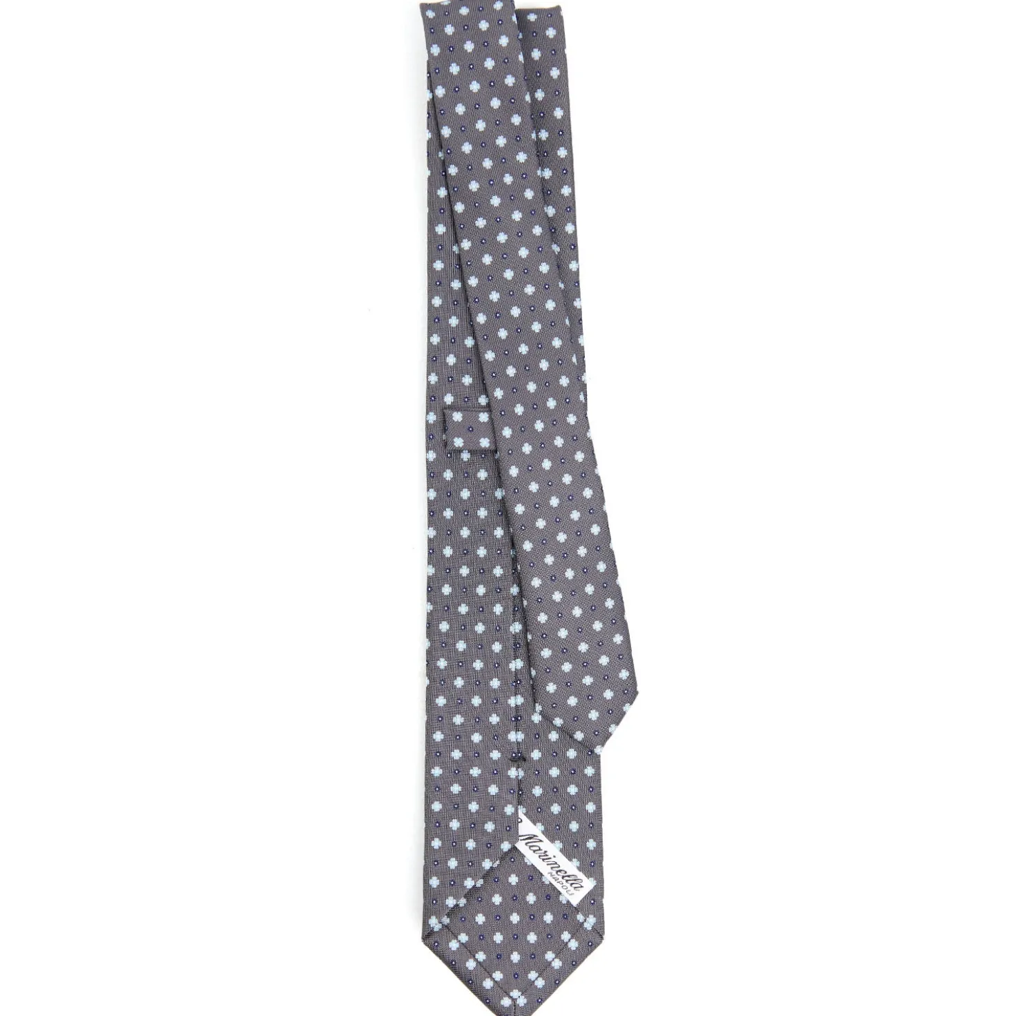 CRAVATTA SARTORIALE 7 CM IN SETA GRIGIO SCURO Microfantasia fiore