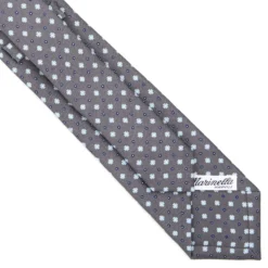 CRAVATTA SARTORIALE 7 CM IN SETA GRIGIO SCURO Microfantasia fiore