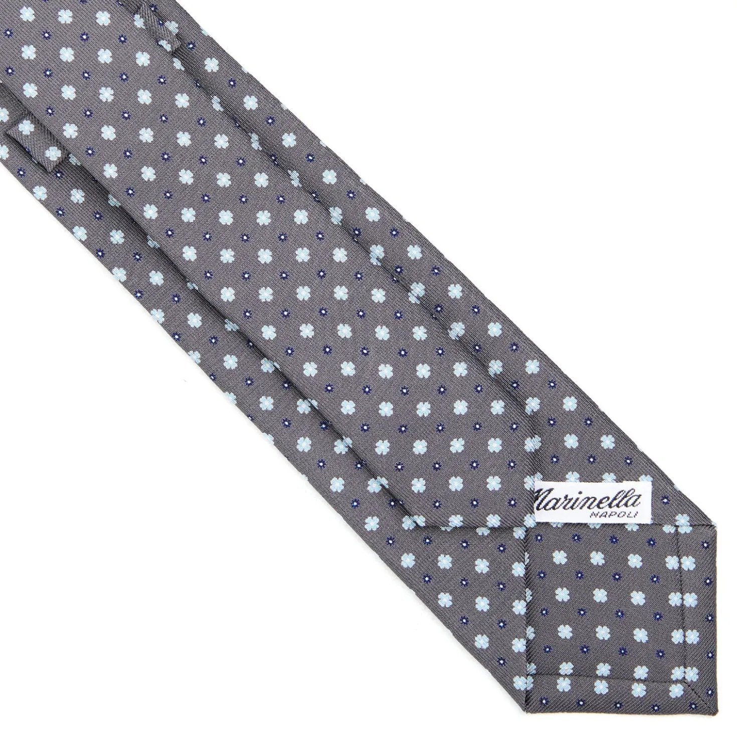CRAVATTA SARTORIALE 7 CM IN SETA GRIGIO SCURO Microfantasia fiore