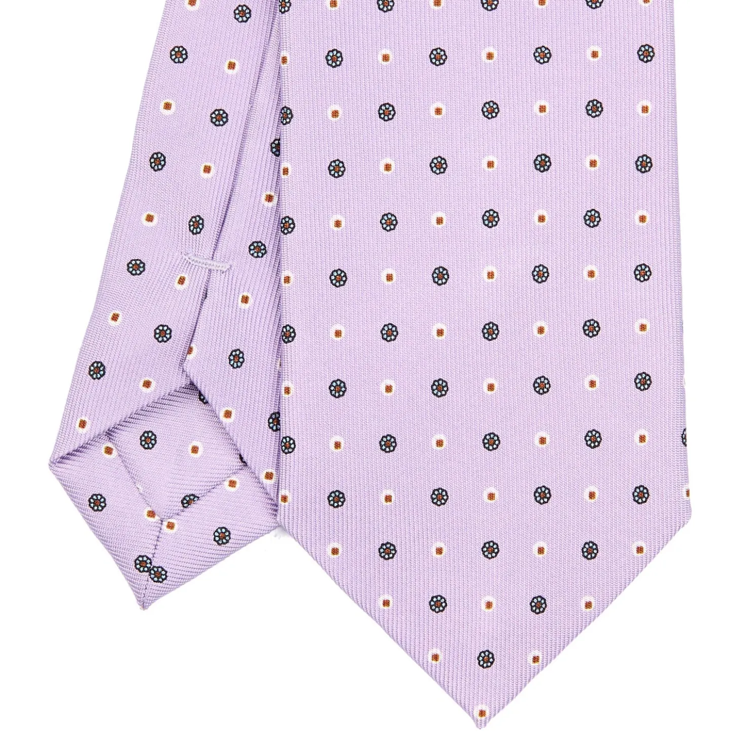 CRAVATTA SARTORIALE 7 CM IN SETA LILLA Microfantasia fiore