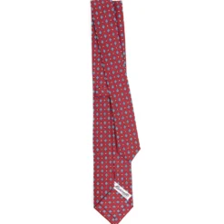 CRAVATTA SARTORIALE 7 CM IN SETA BORDEAUX Microfantasia fiore