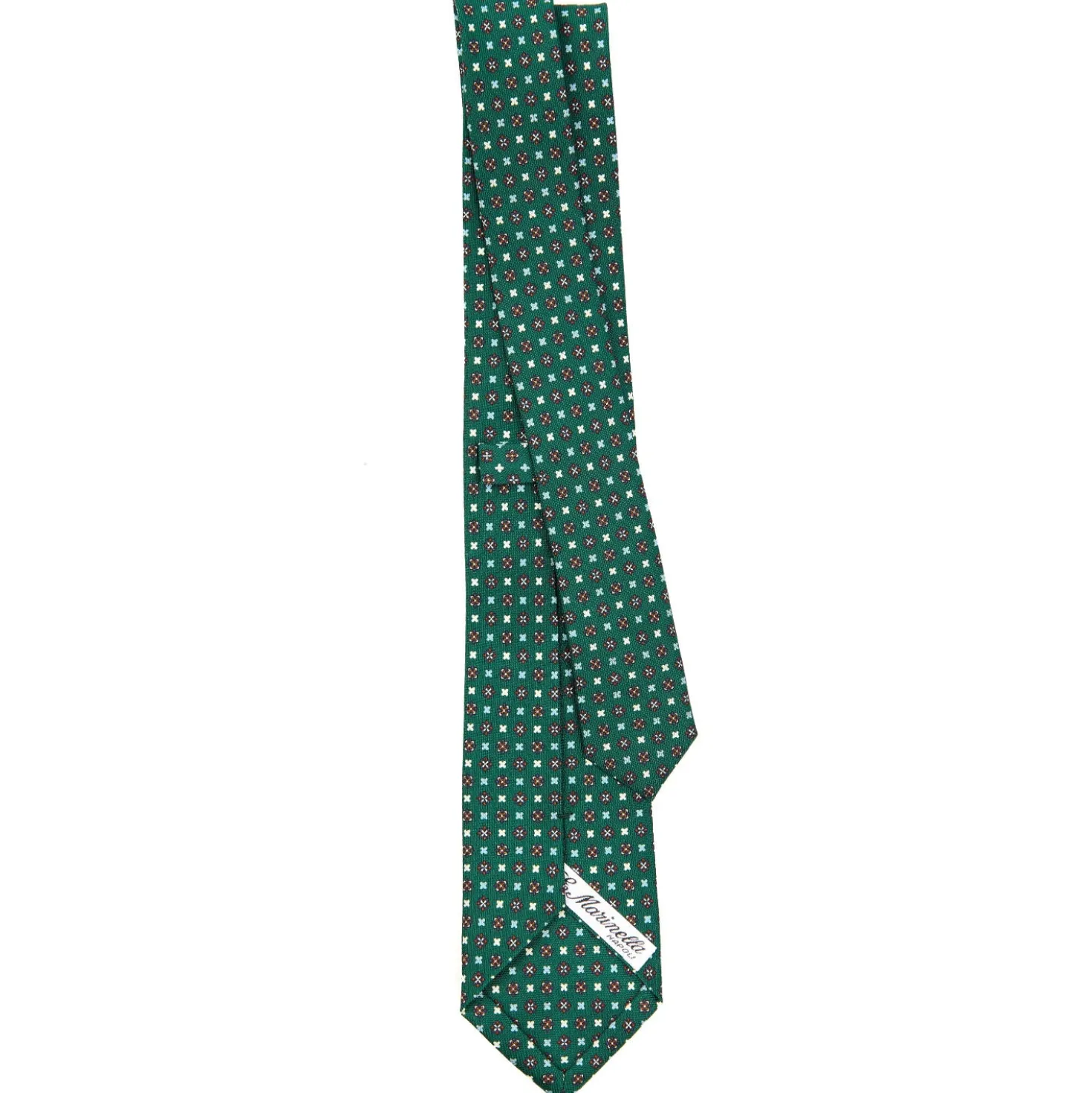 CRAVATTA SARTORIALE 7 CM IN SETA VERDE SCURO Microfantasia fiore