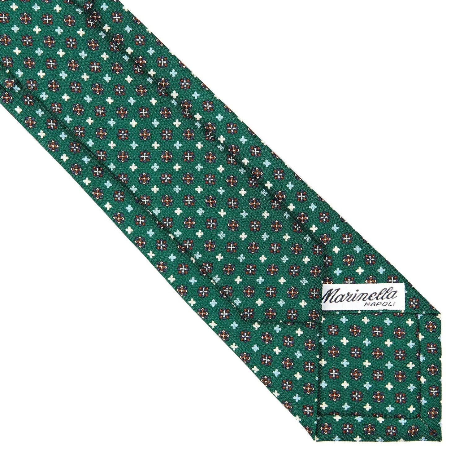 CRAVATTA SARTORIALE 7 CM IN SETA VERDE SCURO Microfantasia fiore