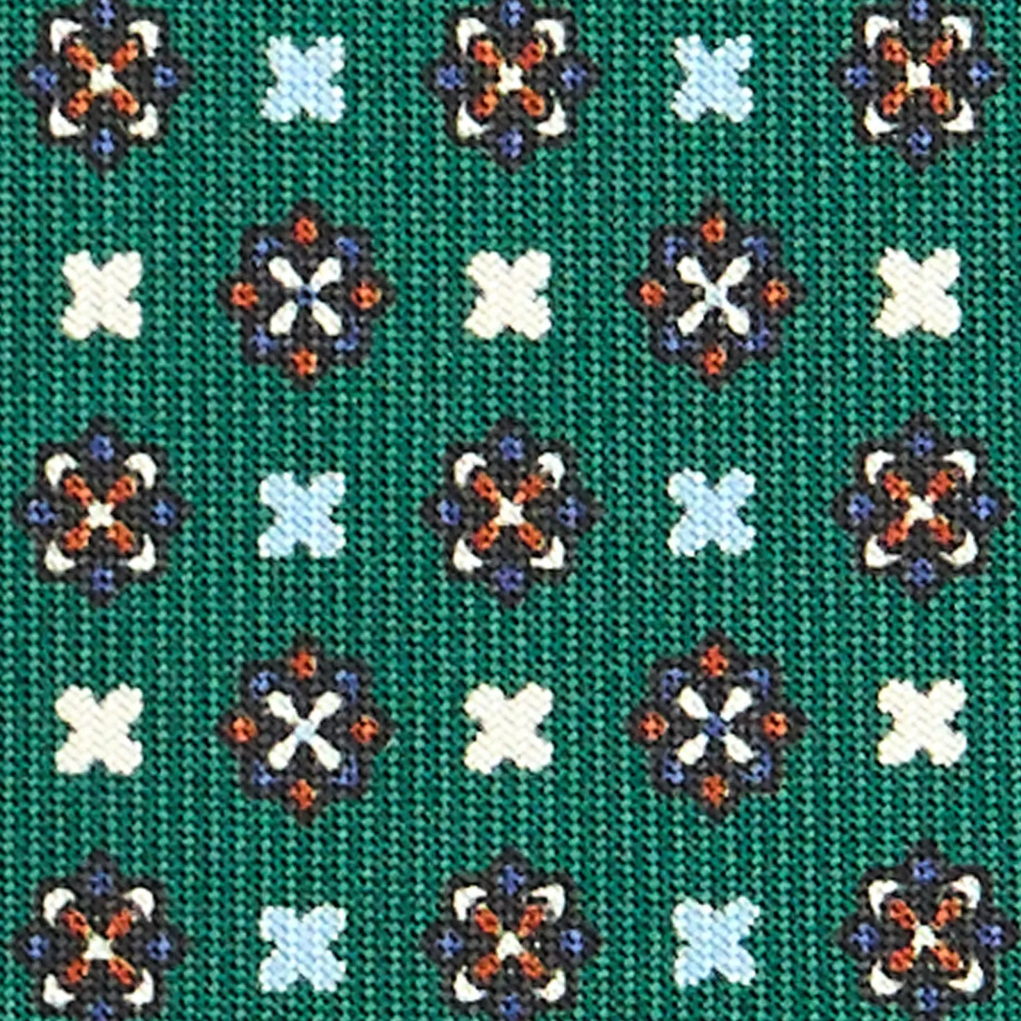CRAVATTA SARTORIALE 7 CM IN SETA VERDE SCURO Microfantasia fiore