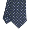 CRAVATTA SARTORIALE 7 CM IN SETA BLU SCURO Microfantasia fiore