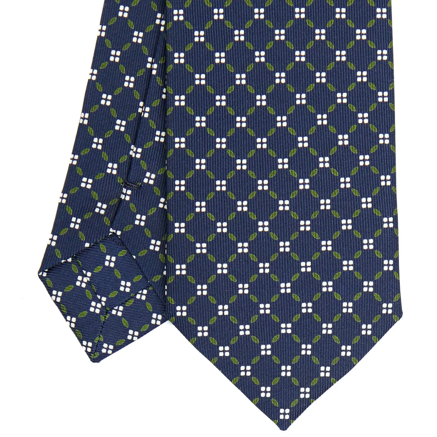 CRAVATTA SARTORIALE 7 CM IN SETA BLU SCURO Microfantasia fiore