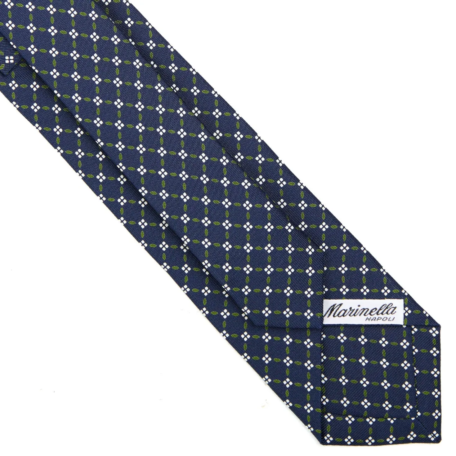 CRAVATTA SARTORIALE 7 CM IN SETA BLU SCURO Microfantasia fiore