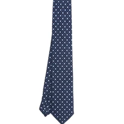 CRAVATTA SARTORIALE 7 CM IN SETA BLU SCURO Microfantasia fiore