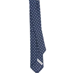 CRAVATTA SARTORIALE 7 CM IN SETA BLU SCURO Microfantasia fiore