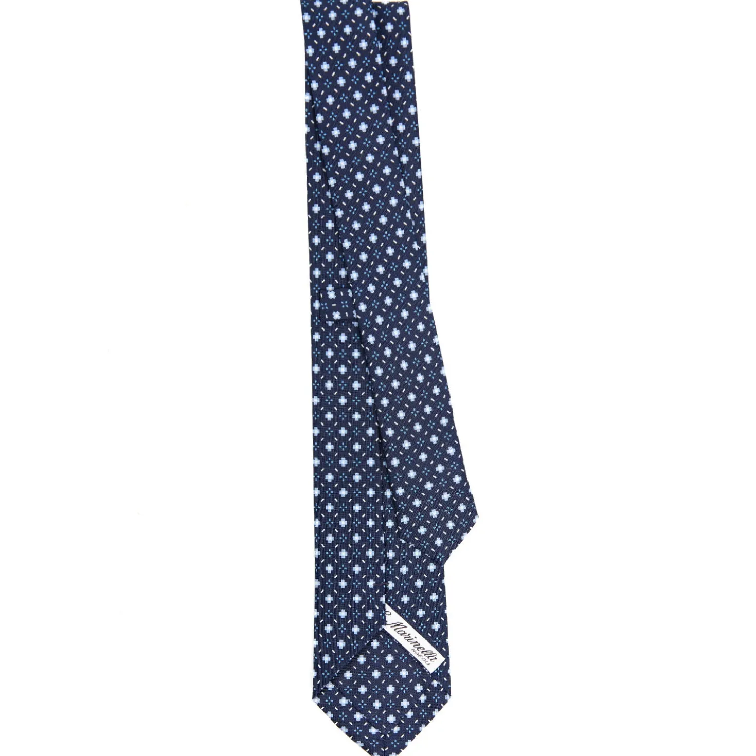 CRAVATTA SARTORIALE 7 CM IN SETA BLU SCURO Microfantasia fiore