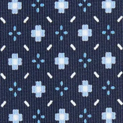 CRAVATTA SARTORIALE 7 CM IN SETA BLU SCURO Microfantasia fiore