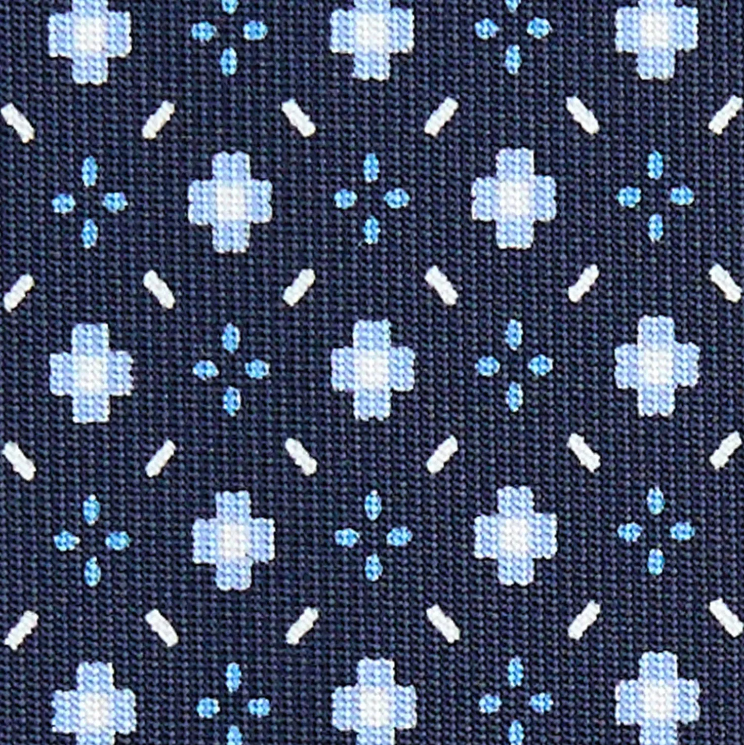 CRAVATTA SARTORIALE 7 CM IN SETA BLU SCURO Microfantasia fiore