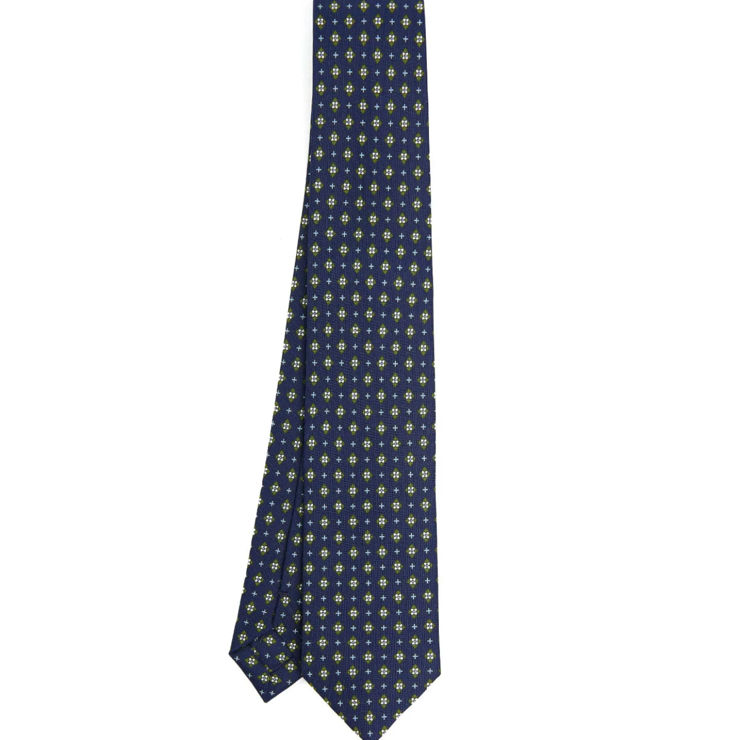 CRAVATTA SARTORIALE 7 CM IN SETA BLU SCURO Microfantasia fiore
