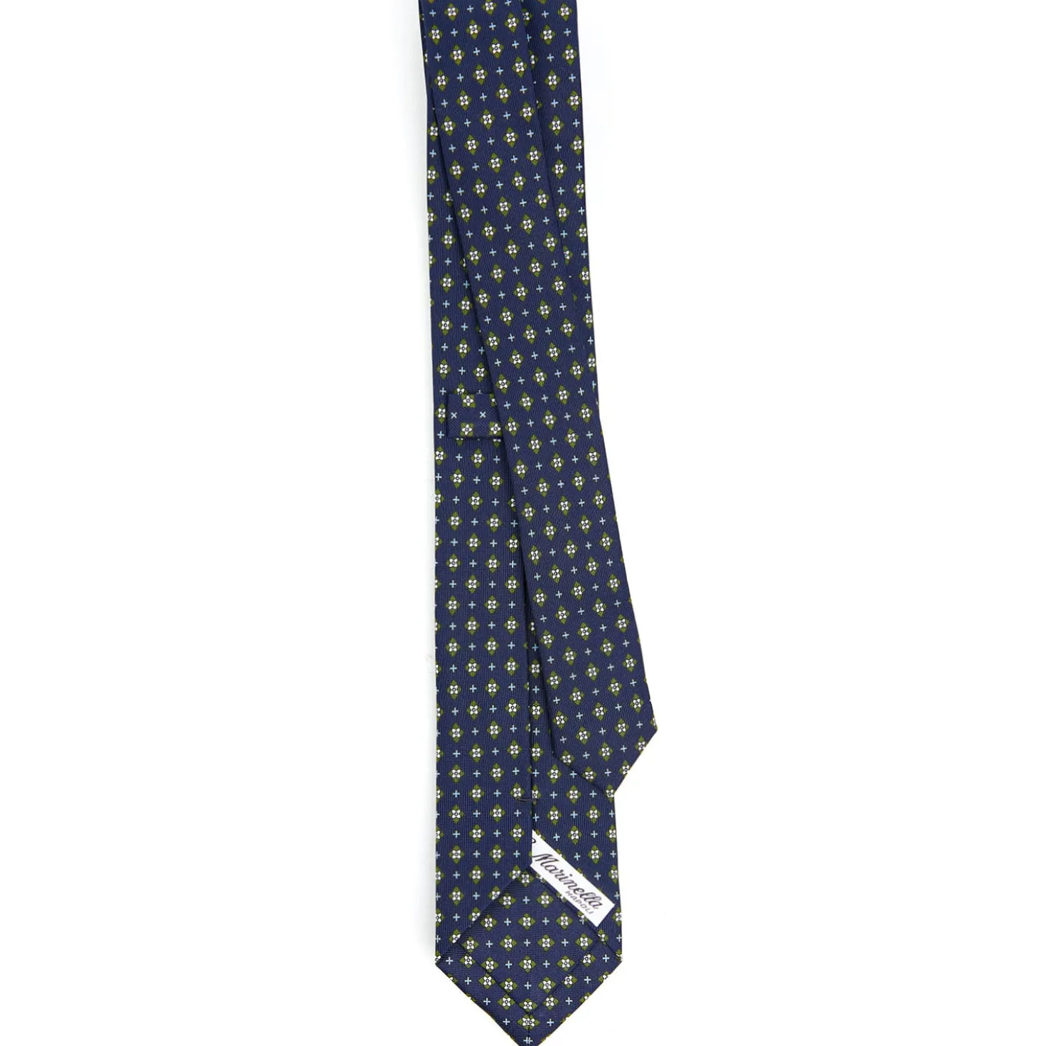 CRAVATTA SARTORIALE 7 CM IN SETA BLU SCURO Microfantasia fiore