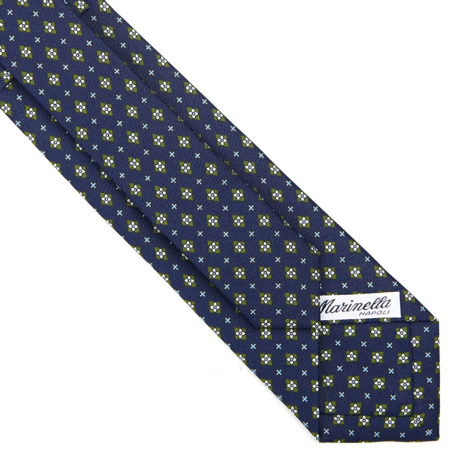 CRAVATTA SARTORIALE 7 CM IN SETA BLU SCURO Microfantasia fiore