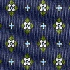 CRAVATTA SARTORIALE 7 CM IN SETA BLU SCURO Microfantasia fiore