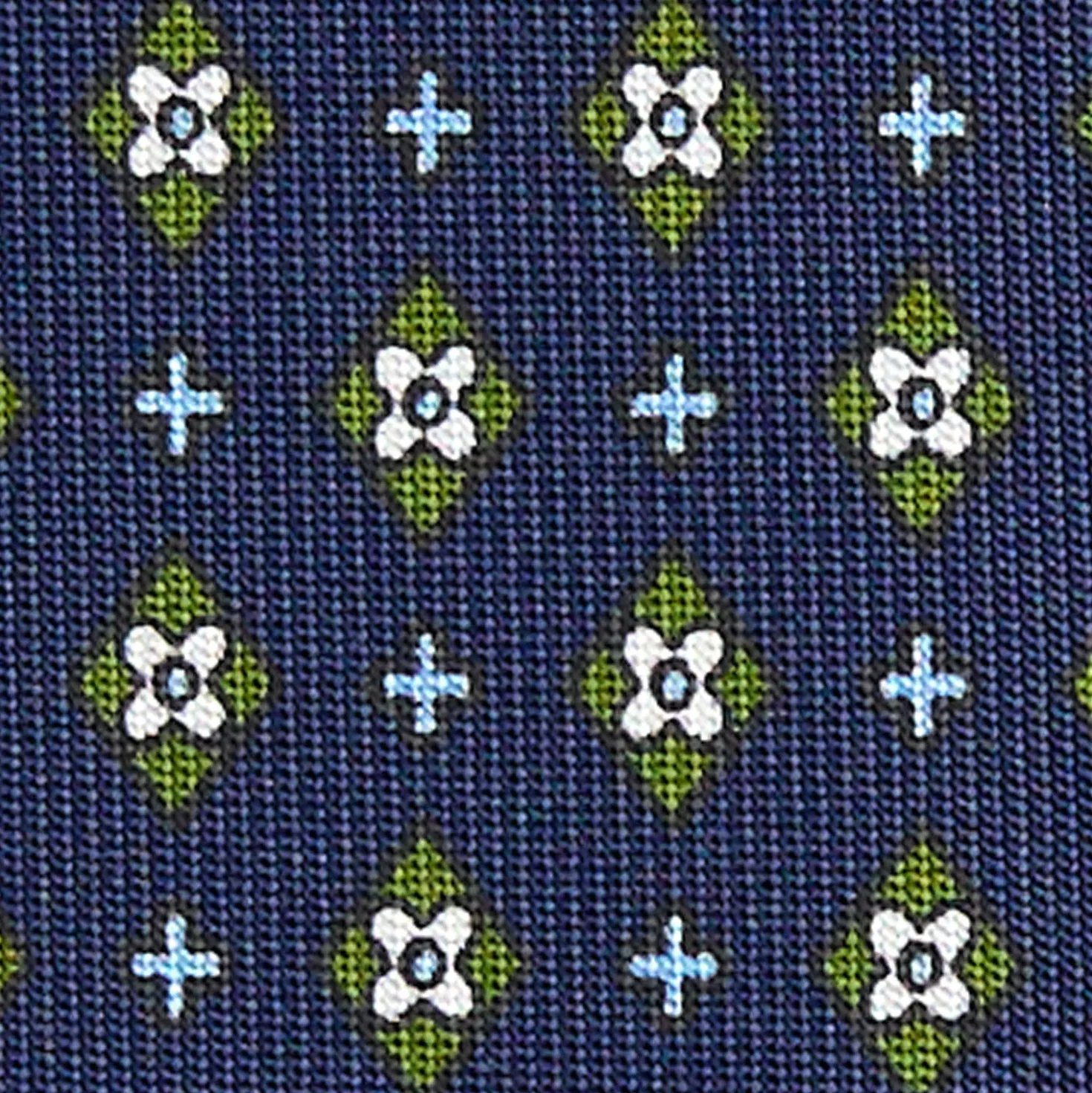 CRAVATTA SARTORIALE 7 CM IN SETA BLU SCURO Microfantasia fiore