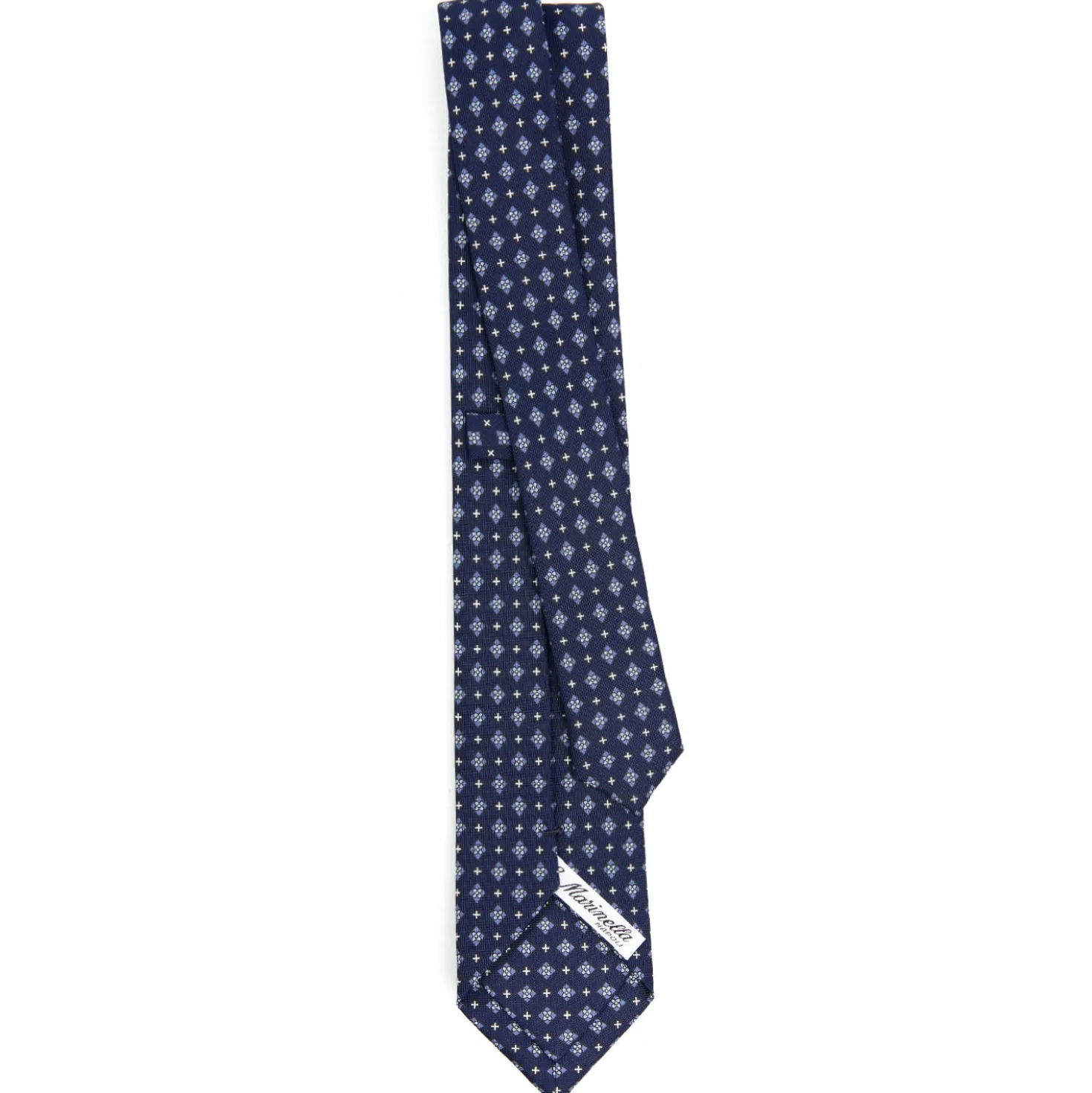 CRAVATTA SARTORIALE 7 CM IN SETA BLU SCURO Microfantasia fiore