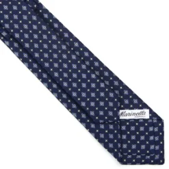 CRAVATTA SARTORIALE 7 CM IN SETA BLU SCURO Microfantasia fiore