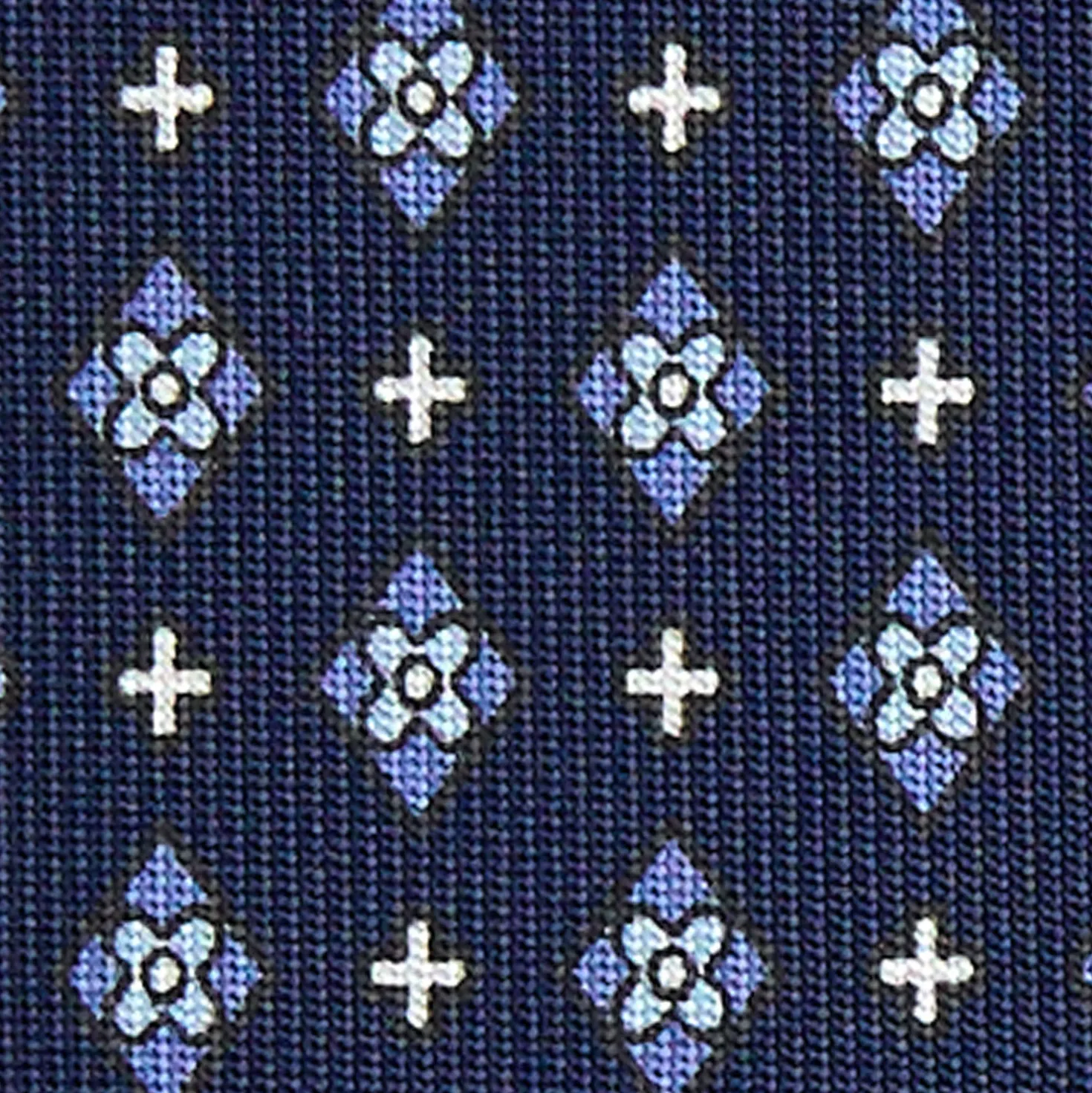 CRAVATTA SARTORIALE 7 CM IN SETA BLU SCURO Microfantasia fiore
