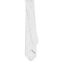 CRAVATTA SARTORIALE 7 CM IN SETA BIANCA Microfantasia fiore