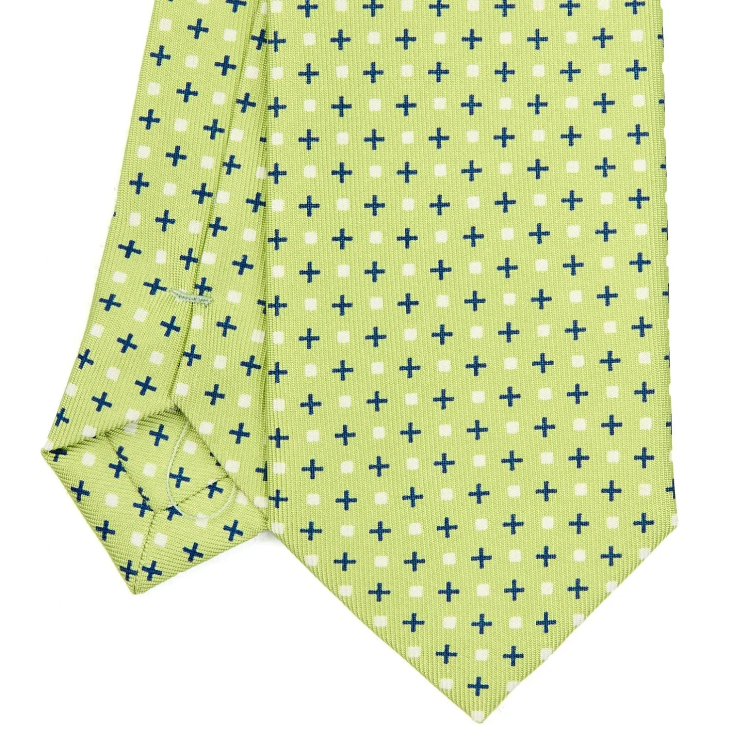 CRAVATTA SARTORIALE 7 CM IN SETA VERDE CHIARO Microfantasia fiore