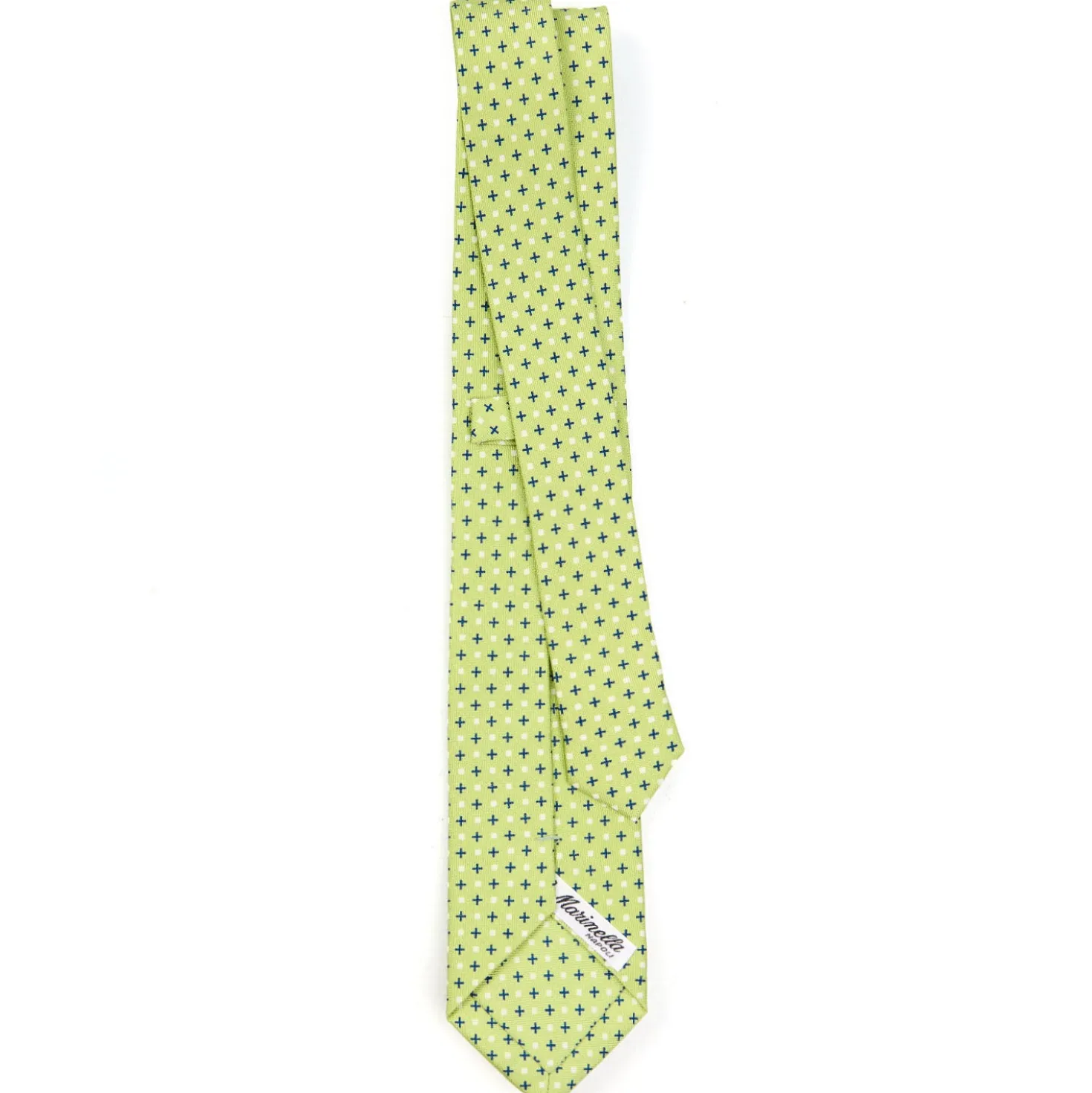 CRAVATTA SARTORIALE 7 CM IN SETA VERDE CHIARO Microfantasia fiore
