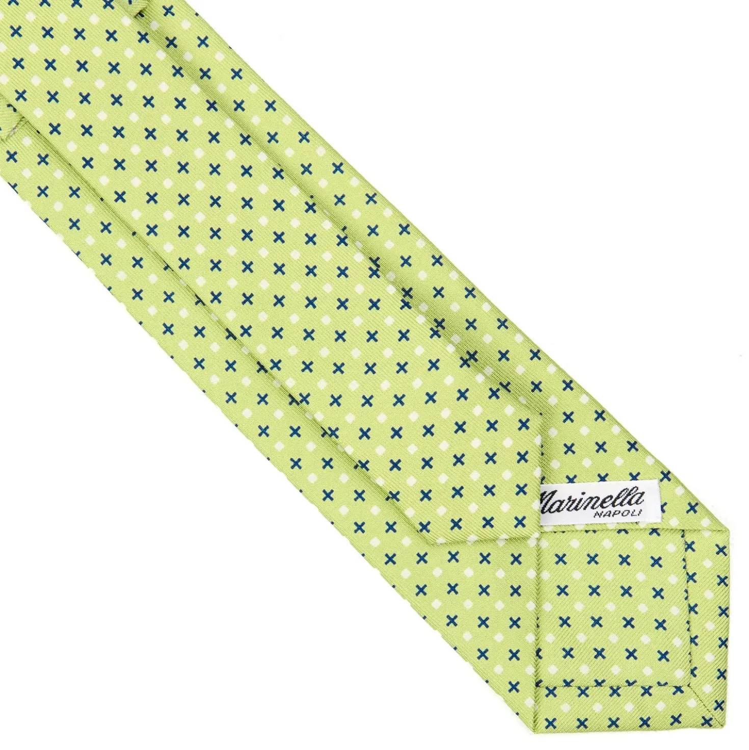 CRAVATTA SARTORIALE 7 CM IN SETA VERDE CHIARO Microfantasia fiore