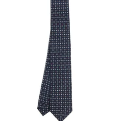 CRAVATTA SARTORIALE 7 CM IN SETA BLU SCURO Microfantasia fiore
