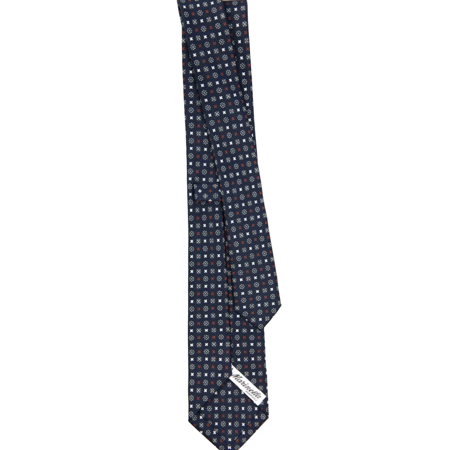 CRAVATTA SARTORIALE 7 CM IN SETA BLU SCURO Microfantasia fiore
