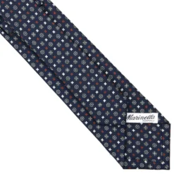 CRAVATTA SARTORIALE 7 CM IN SETA BLU SCURO Microfantasia fiore