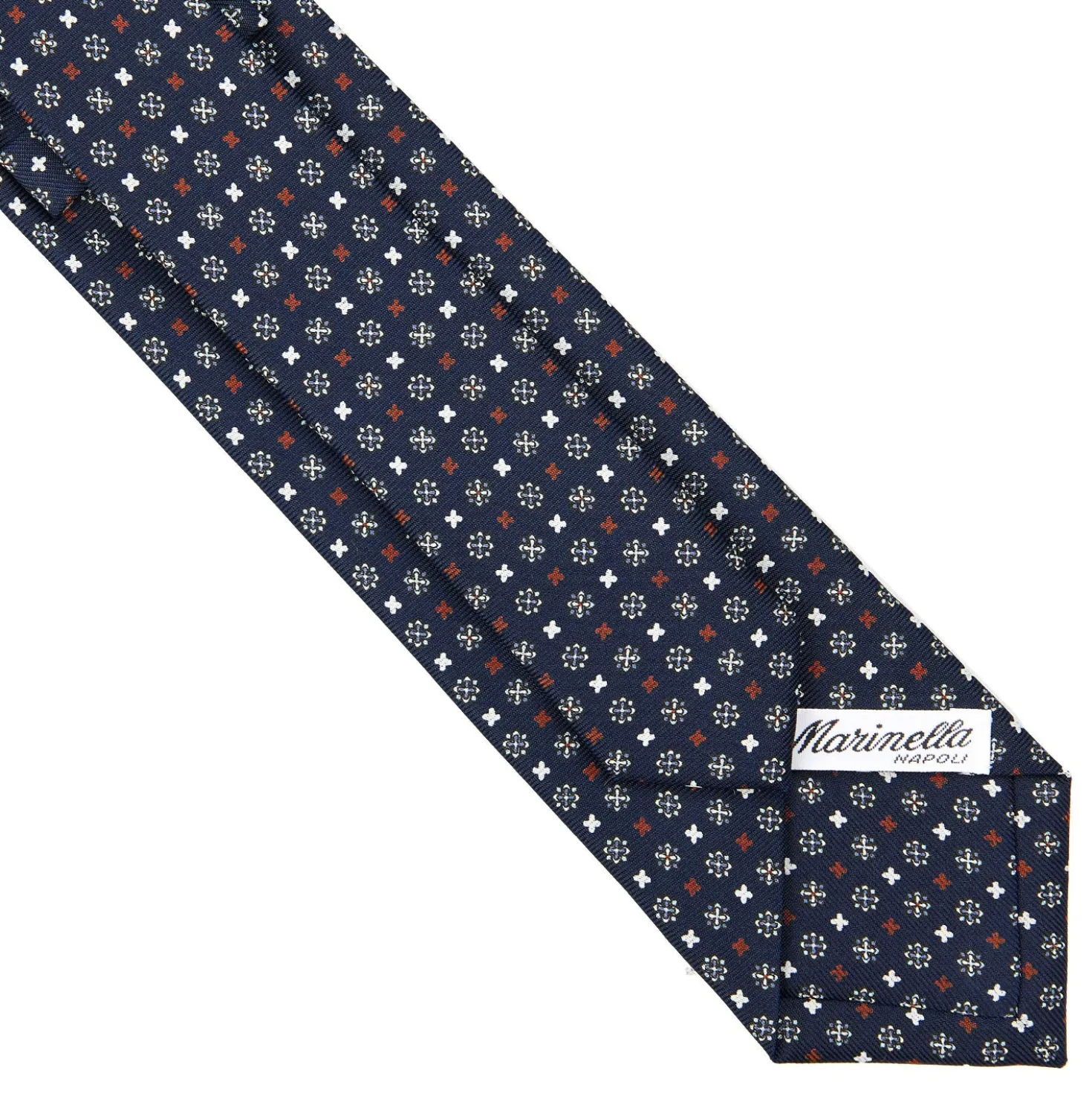 CRAVATTA SARTORIALE 7 CM IN SETA BLU SCURO Microfantasia fiore