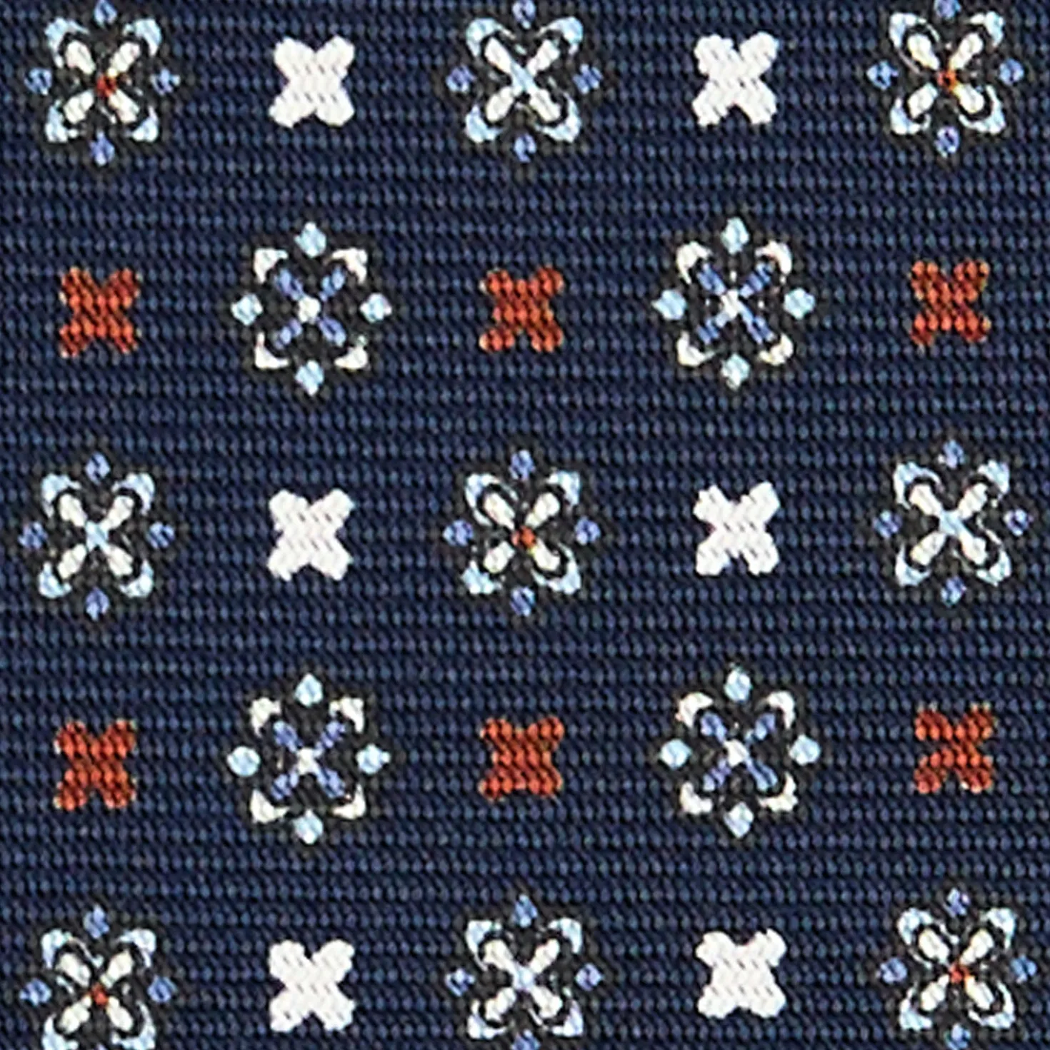 CRAVATTA SARTORIALE 7 CM IN SETA BLU SCURO Microfantasia fiore
