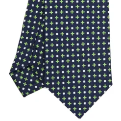 CRAVATTA SARTORIALE 7 CM IN SETA BLU SCURO Microfantasia fiore