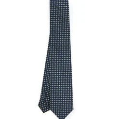 CRAVATTA SARTORIALE 7 CM IN SETA BLU SCURO Microfantasia fiore