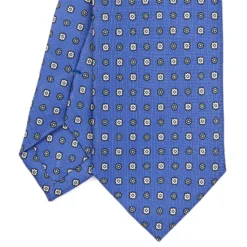 CRAVATTA SARTORIALE 7 CM IN SETA AZZURRO POLVERE Microfantasia fiore