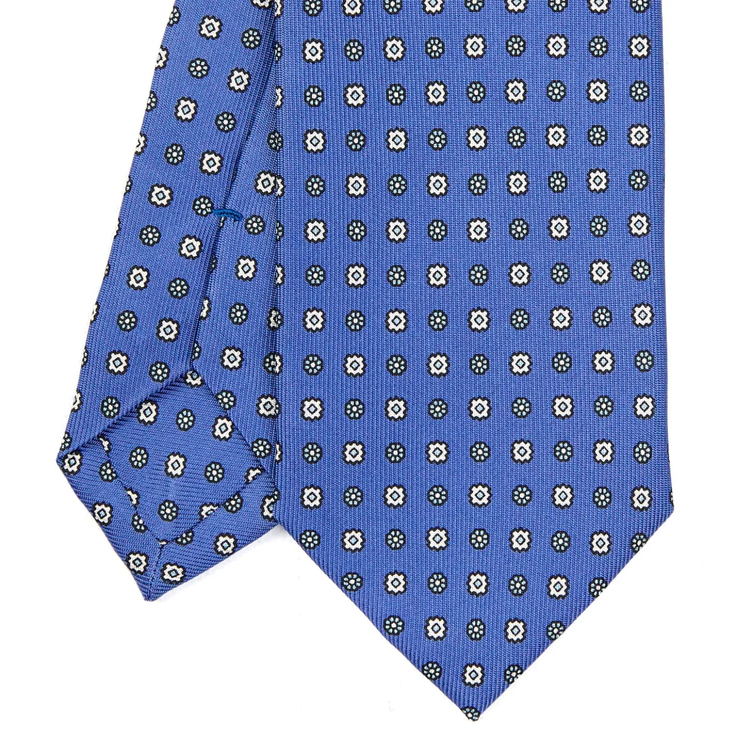 CRAVATTA SARTORIALE 7 CM IN SETA AZZURRO POLVERE Microfantasia fiore