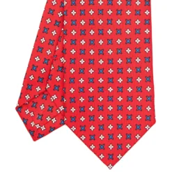 CRAVATTA SARTORIALE 7 CM IN SETA ROSSA Microfantasia fiore