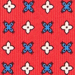 CRAVATTA SARTORIALE 7 CM IN SETA ROSSA Microfantasia fiore