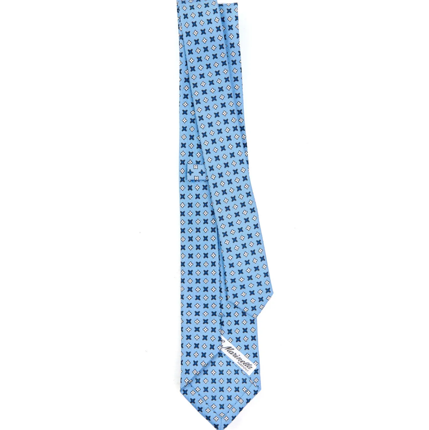 CRAVATTA SARTORIALE 7 CM IN SETA AZZURRA Microfantasia fiore