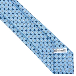 CRAVATTA SARTORIALE 7 CM IN SETA AZZURRA Microfantasia fiore