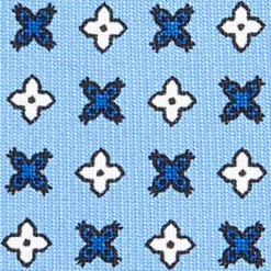 CRAVATTA SARTORIALE 7 CM IN SETA AZZURRA Microfantasia fiore
