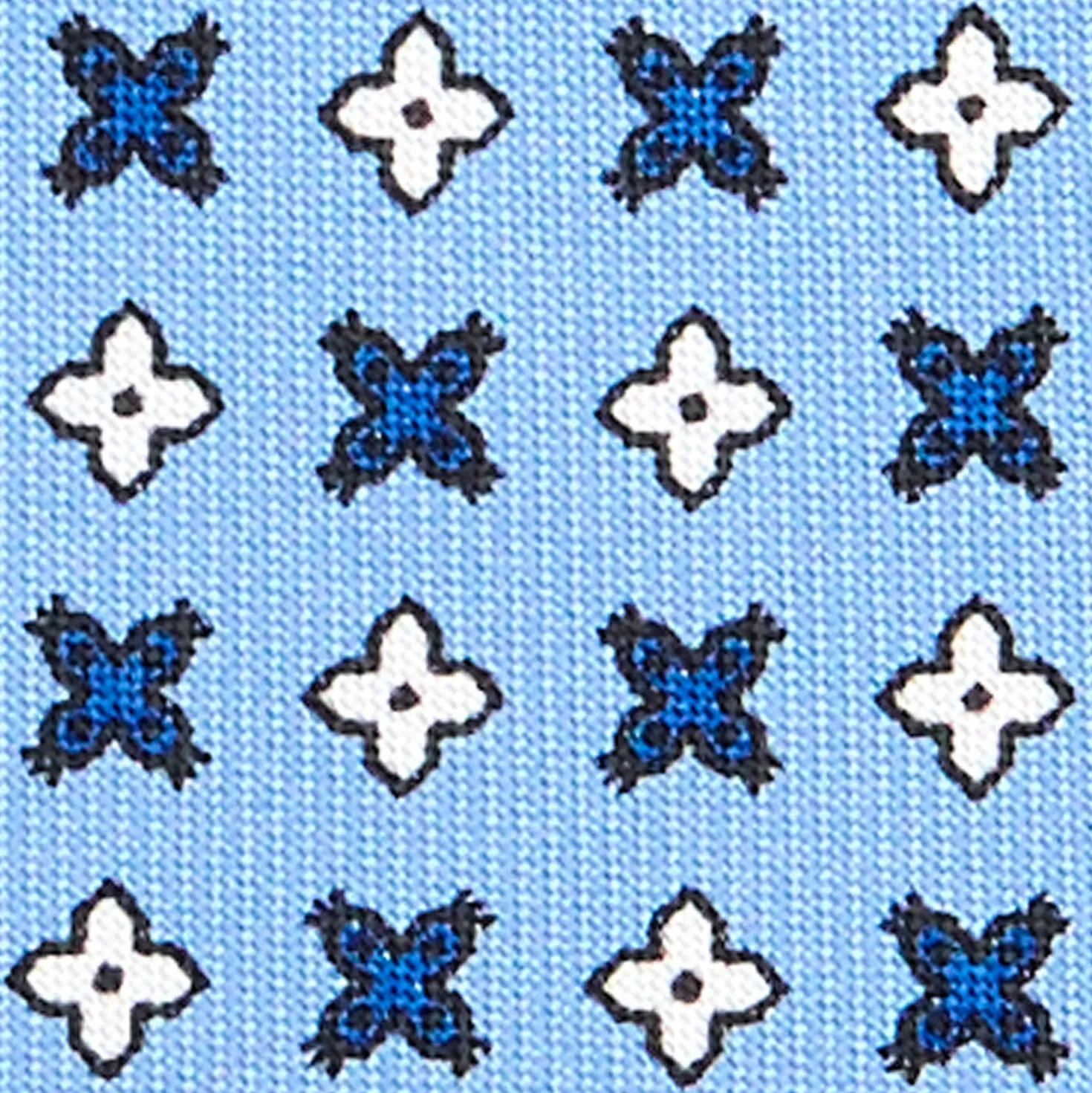 CRAVATTA SARTORIALE 7 CM IN SETA AZZURRA Microfantasia fiore