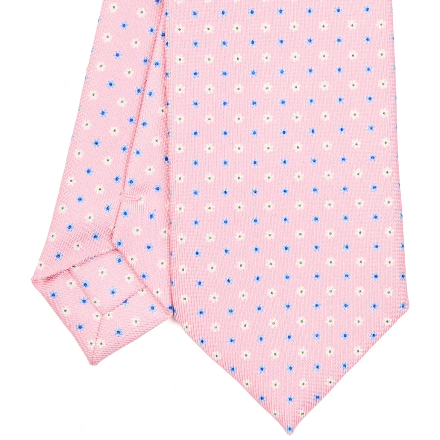 CRAVATTA SARTORIALE 7 CM IN SETA ROSA Microfantasia fiore