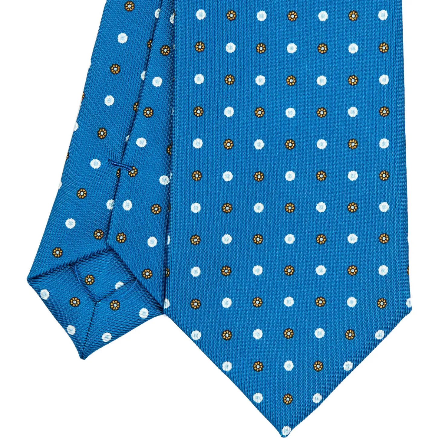 CRAVATTA SARTORIALE 7 CM IN SETA BLU MEDIO Microfantasia fiore