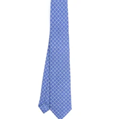 CRAVATTA SARTORIALE 7 CM IN SETA AZZURRO POLVERE Microfantasia fiore