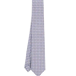 CRAVATTA SARTORIALE 7 CM IN SETA GRIGIO CHIARO Microfantasia fiore